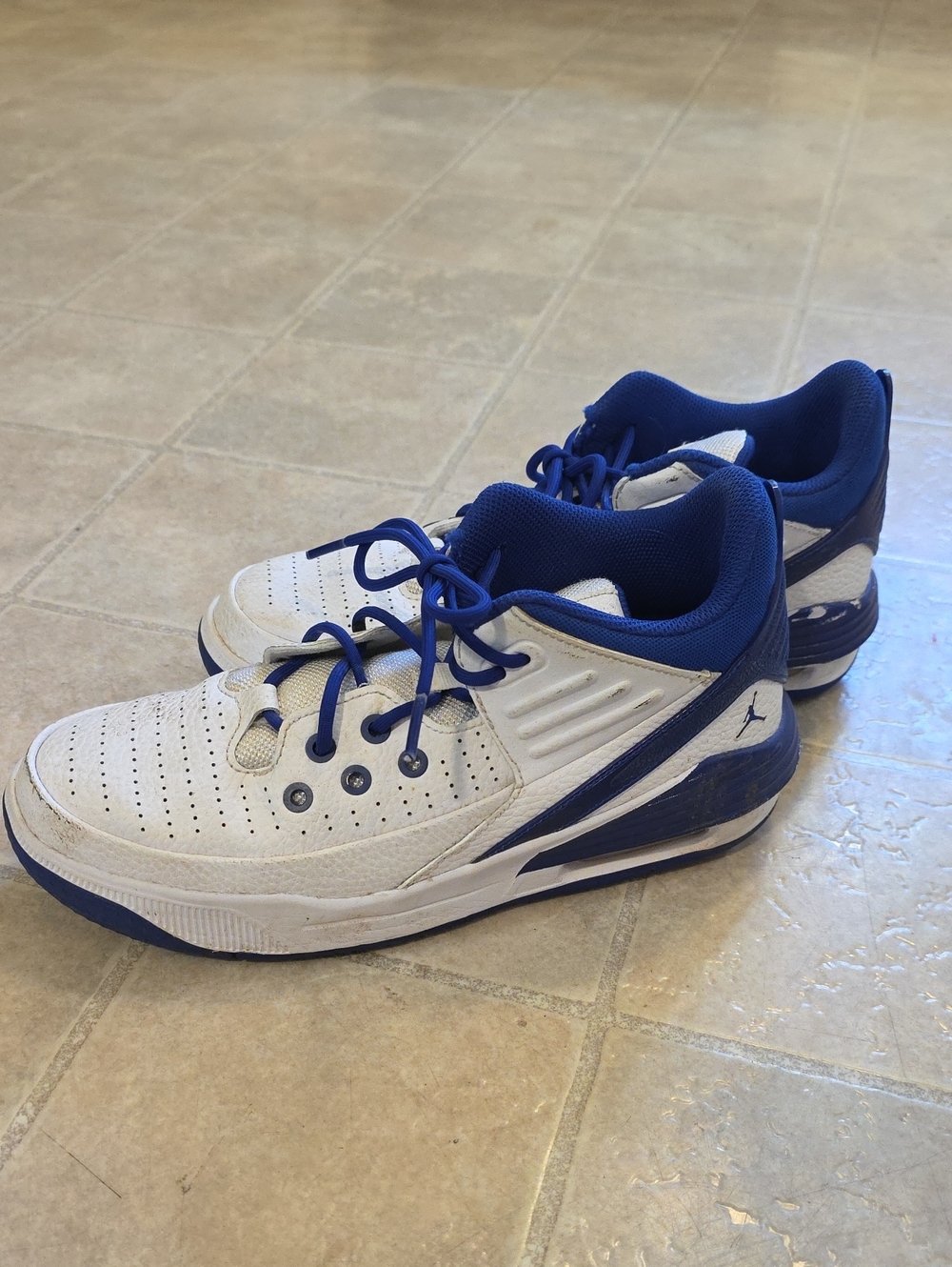 Jordan White and Blue Low-Top Basketball Sneakers